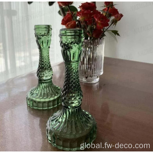 Glass Candlestick Holders Retro colored Tapered Glass Candlestick Candle Holders Manufactory